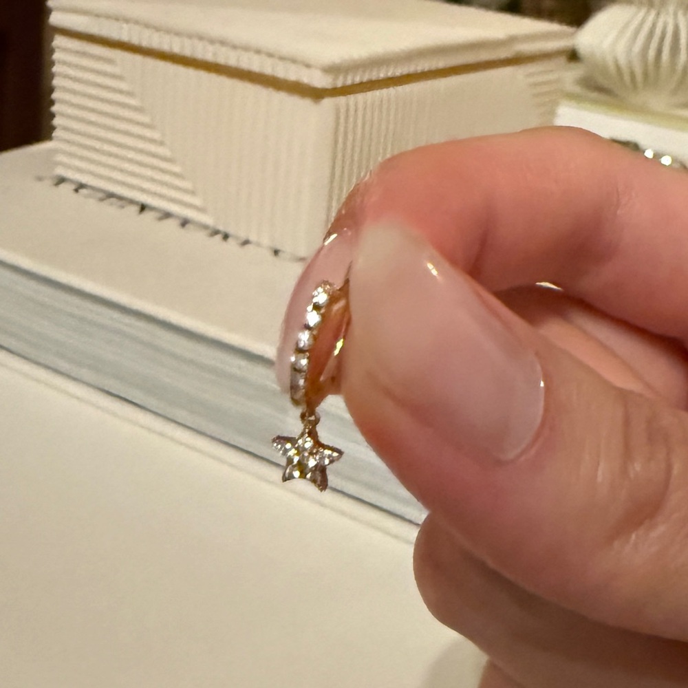 The Last Line Star Diamond Pave Huggie Hoop 14k Gold